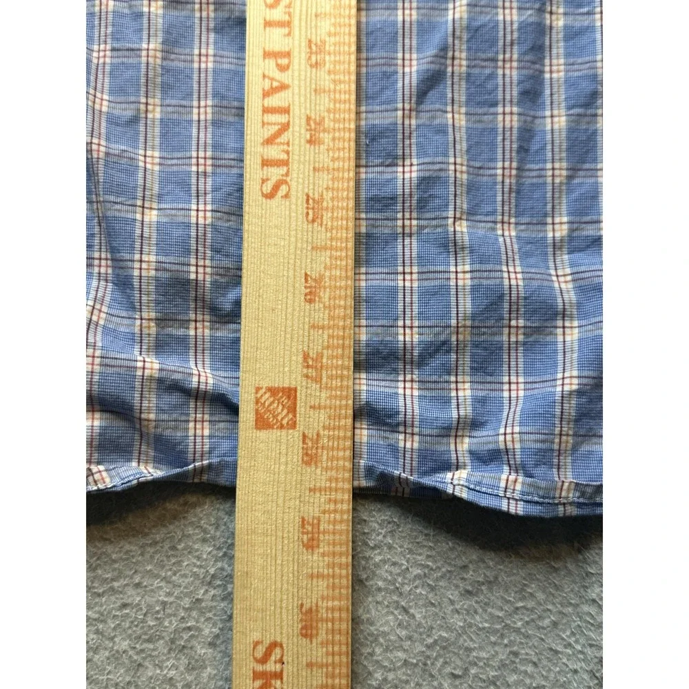 Banana Republic Shirt Mens S Blue Soft Wash Slim Fit Plaid Long Sleeve Button Up